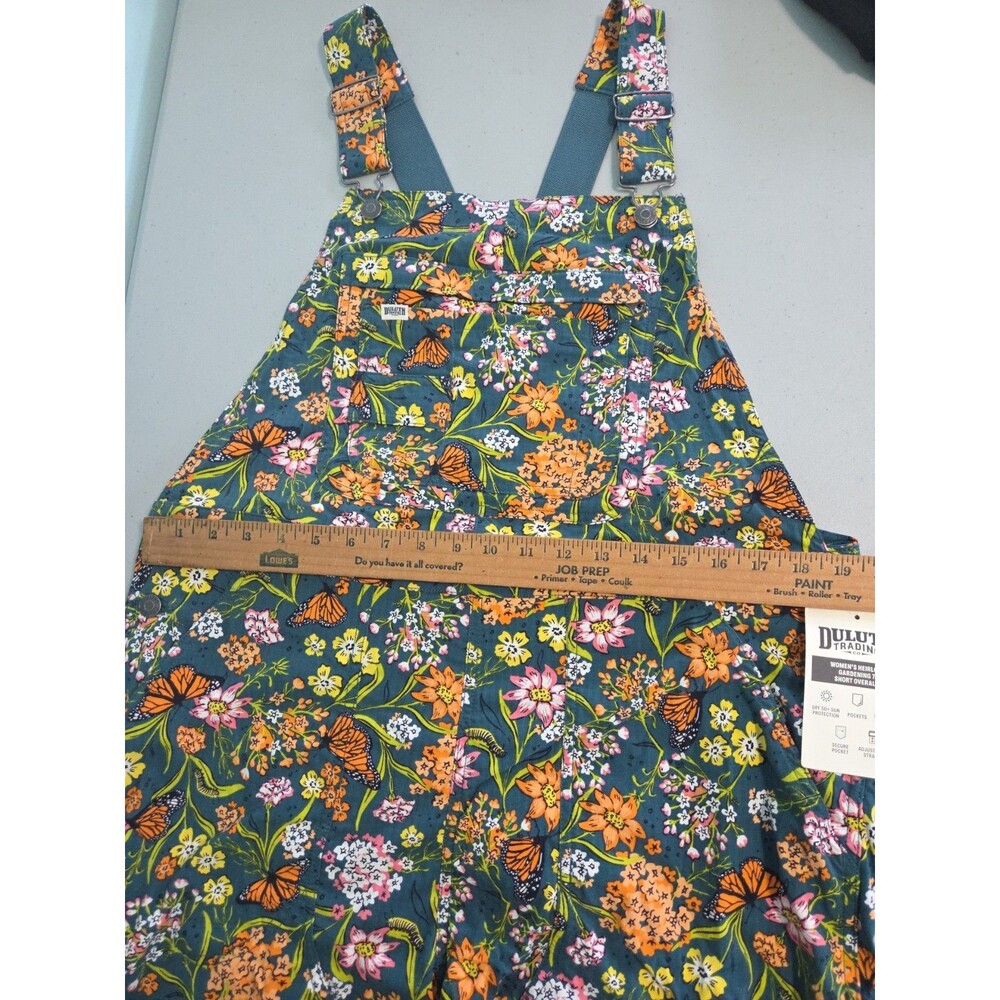 Duluth trading co Heirloom Gardening 7" Short Overalls large monarch new with ta - Picture 3 of 4